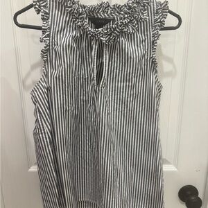 J.Crew Grey and White Striped Sleeveless Blouse